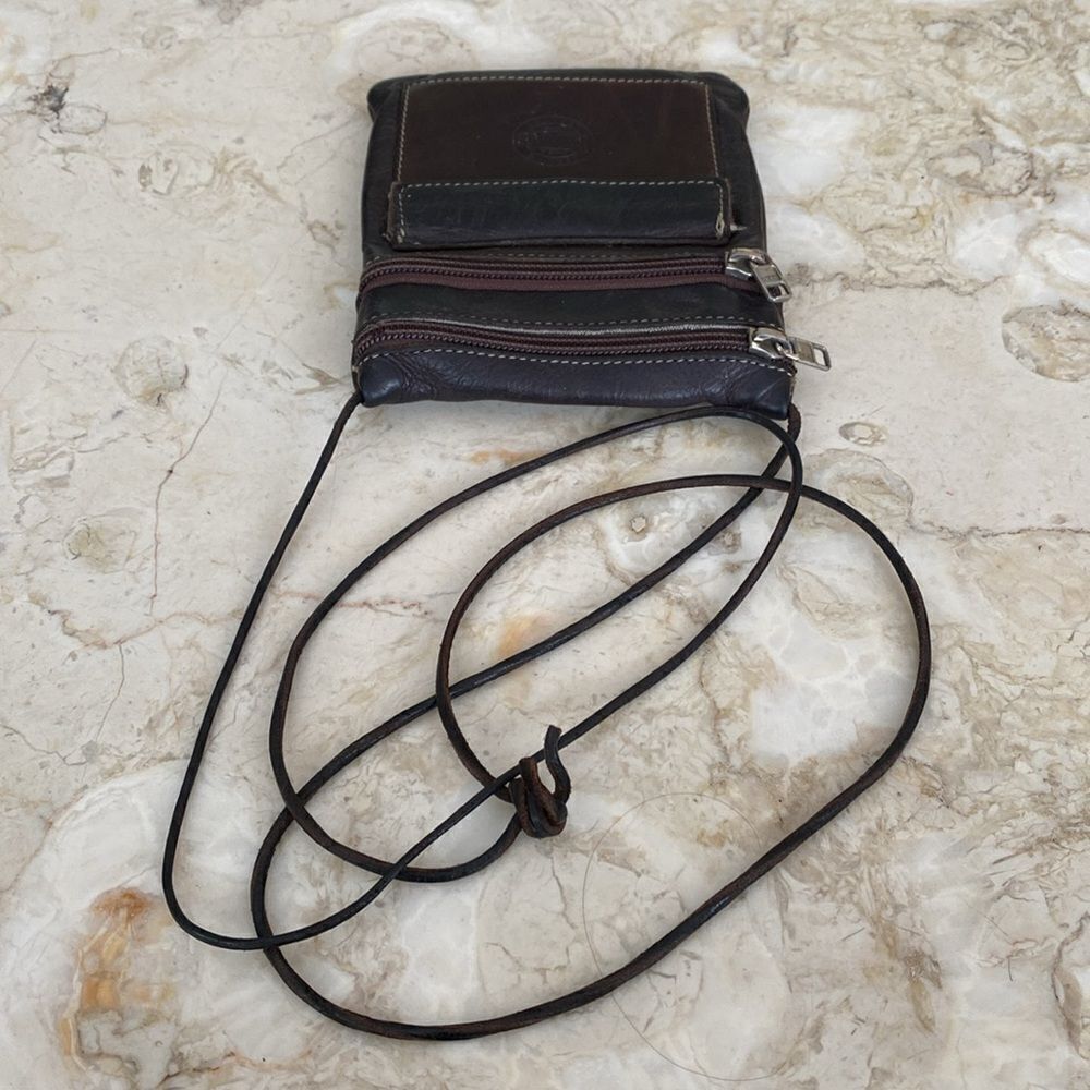 Vintage Roots Hanging Pouch Tribe Leather Crossbody Bag Brown - Picture 5 of 12